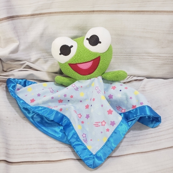 Disney Muppet Babies Kermit The Frog Lovey Mini Security Blanket Satin Trim Back - Picture 1 of 9